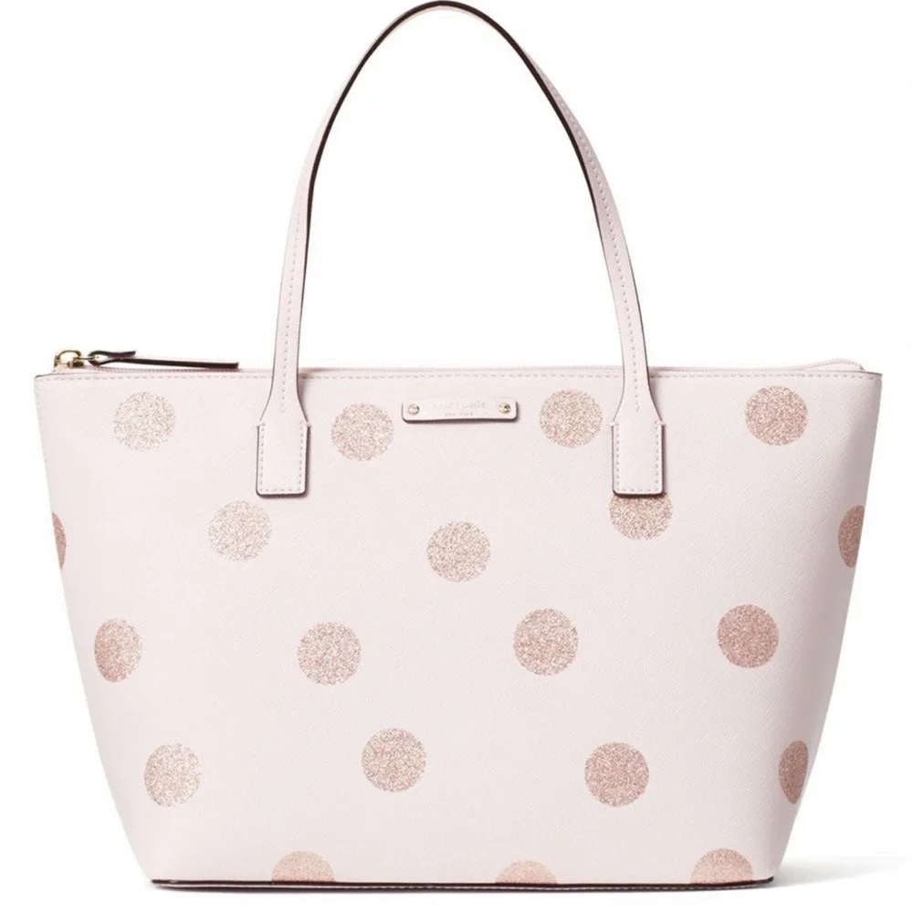 Kate Spade Light Pink Tote with Glitter Polka Dots